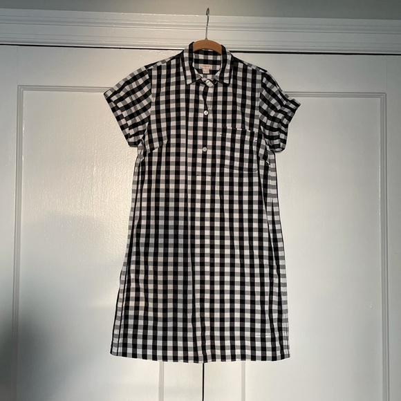 J. Crew Dresses & Skirts - j.crew black and white gingham shirt dress sz S